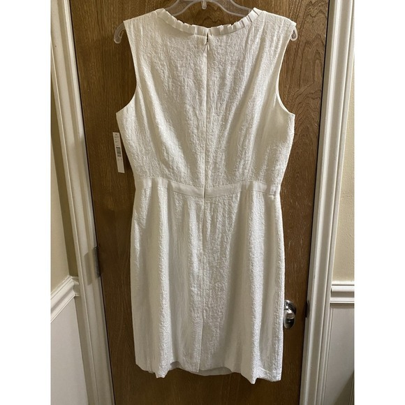 NEW Isabella Demarco Audrey White Textured Ruffle Lined Peplum Dress 10 Wedding - Picture 2 of 12